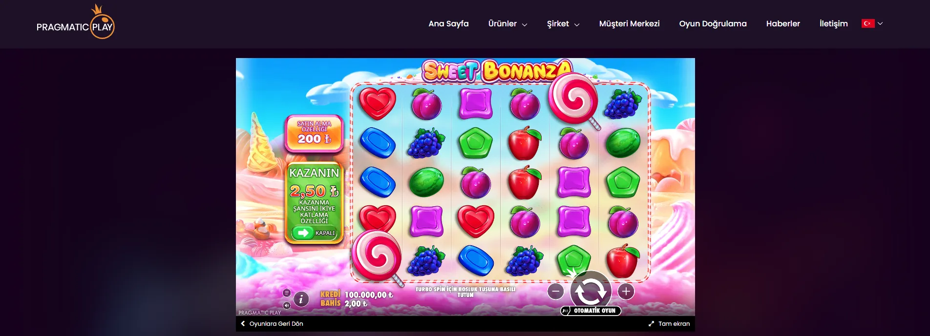 Sweet bonanza sugar rush en yakın rakip